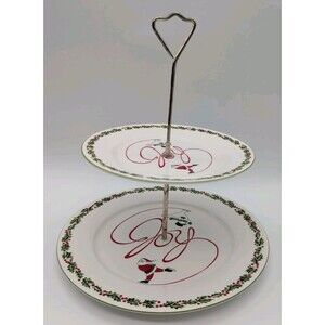 International Silver Co Tiered Tidbit Tray Hostess Santa Frosty Snowman Joy